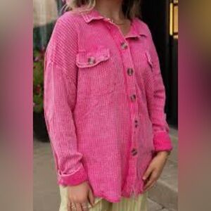 Zenana Outfitters Vibrant Pink thermal shacket